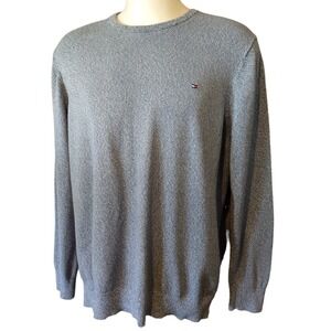Tommy Hilfiger Sweater XXL Men Norm Core Blue Preppy Knit Pullover Crewneck Logo